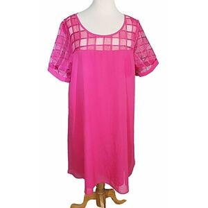Lovedrobe Bright Pink Windowpane Dress Size 18